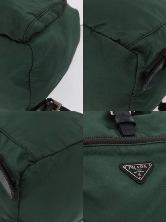 PRADA Backpack Nylon Green Silver Auth ki6395